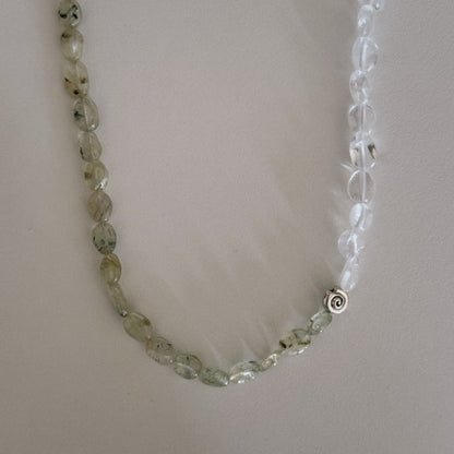 moss & rock crystal beaded necklace