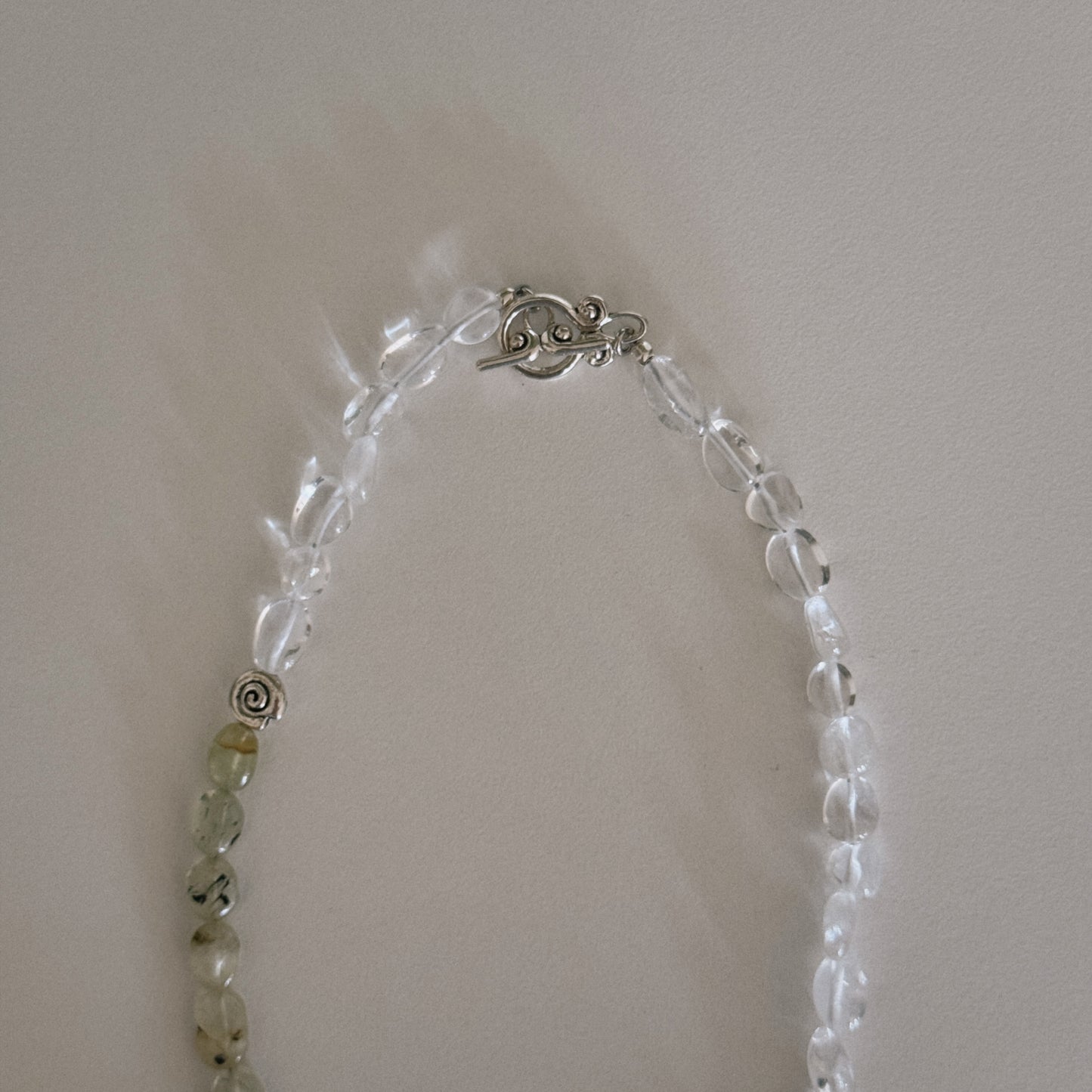 moss & rock crystal beaded necklace