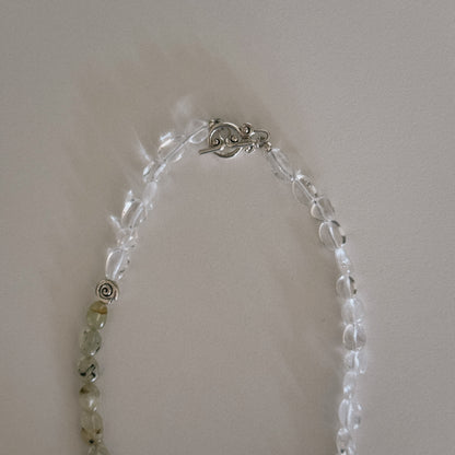 moss & rock crystal beaded necklace