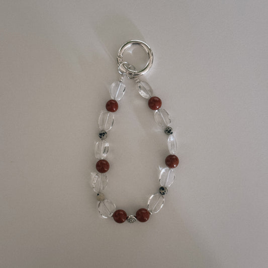 crystal, red, dalmation & spiral keychain