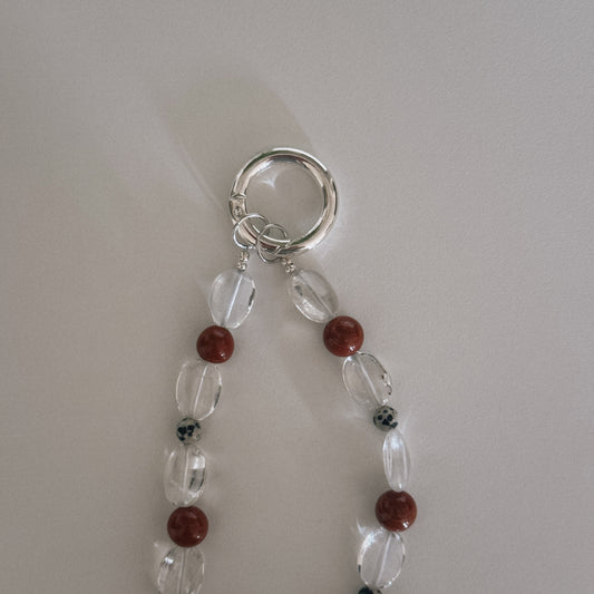 crystal, red, dalmation & spiral keychain