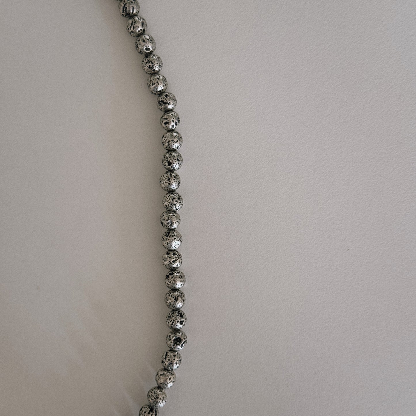 silver lava & rock crystal beaded necklace