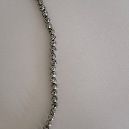 silver lava & rock crystal beaded necklace