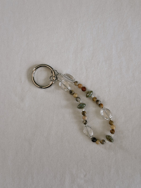 flat crystal beaded keychain