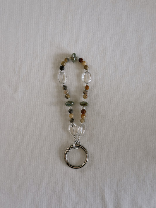 flat crystal beaded keychain