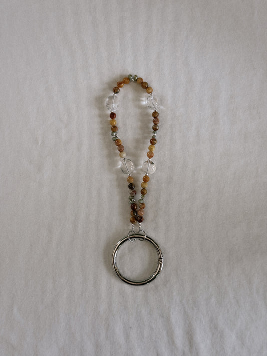 crystal nugget beaded keychain