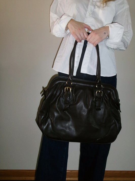 large vintage dark brown handbag