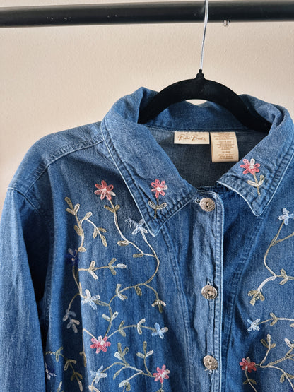 floral denim top