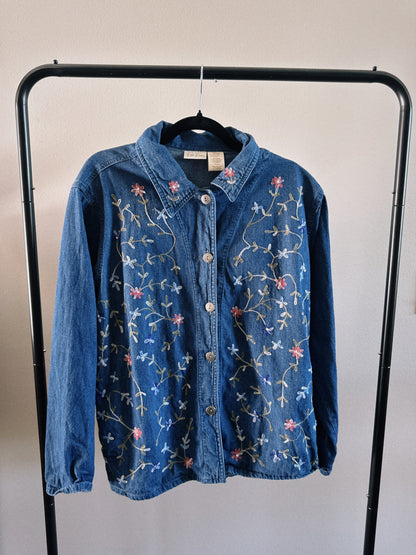 floral denim top