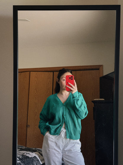emerald green cardigan