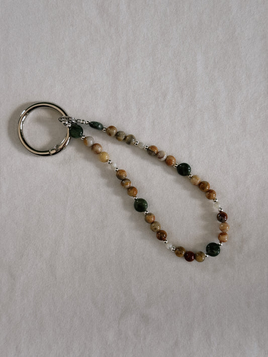 emerald beaded keychain