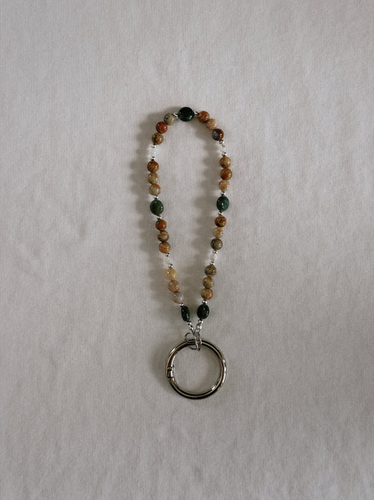 emerald beaded keychain