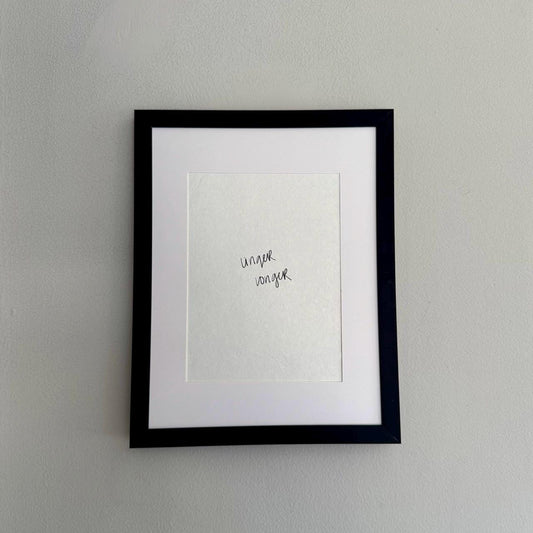 Framed Linger Longer wall art print on white handmade paper