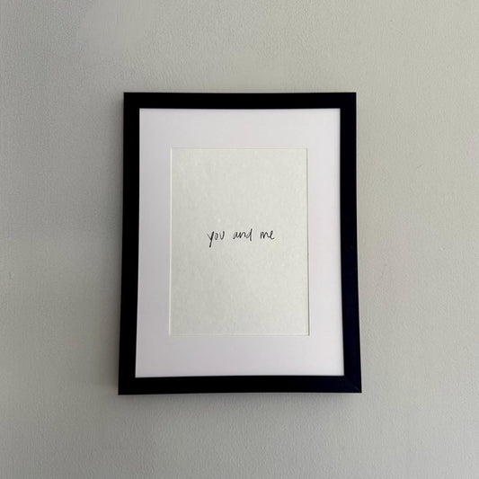 framed you and mewall art print on white handmade paper