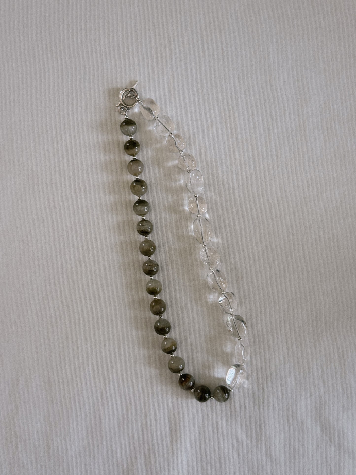 green phantom & crystal nugget beaded necklace