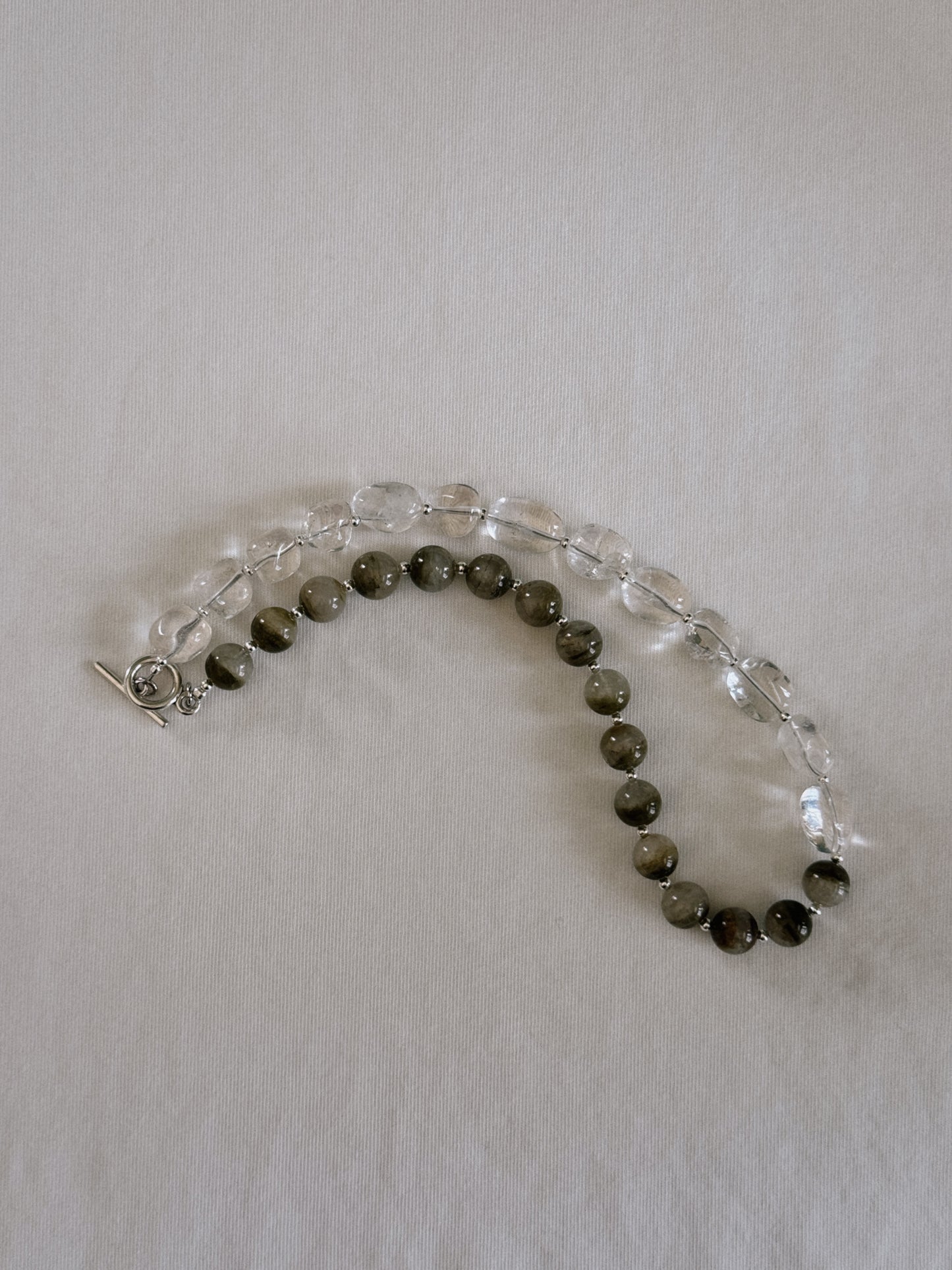 green phantom & crystal nugget beaded necklace