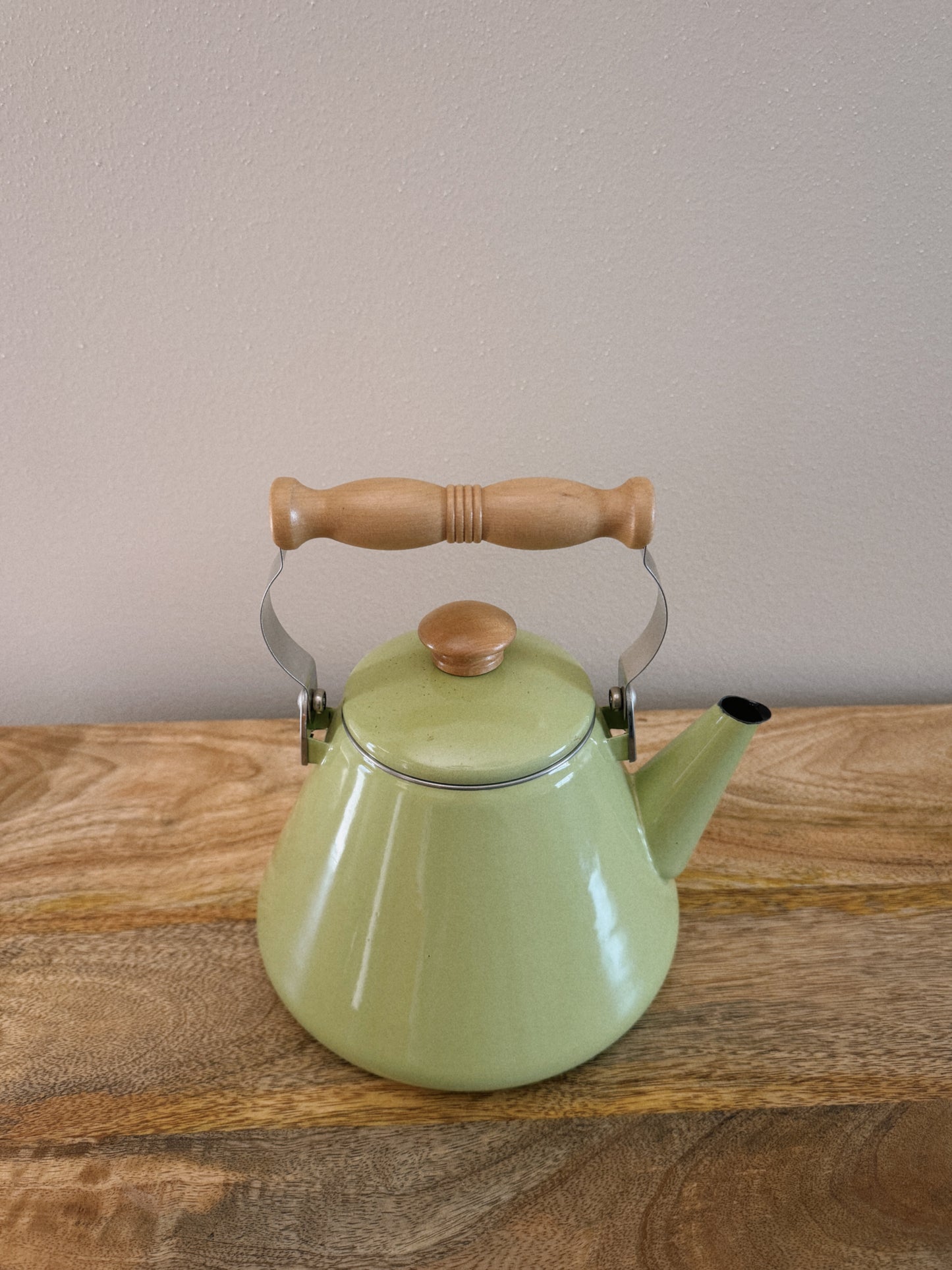 vintage pastel green kettle