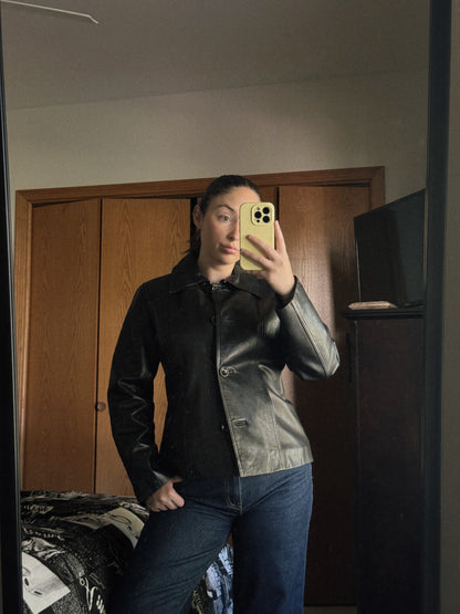 black genuine leather jacket