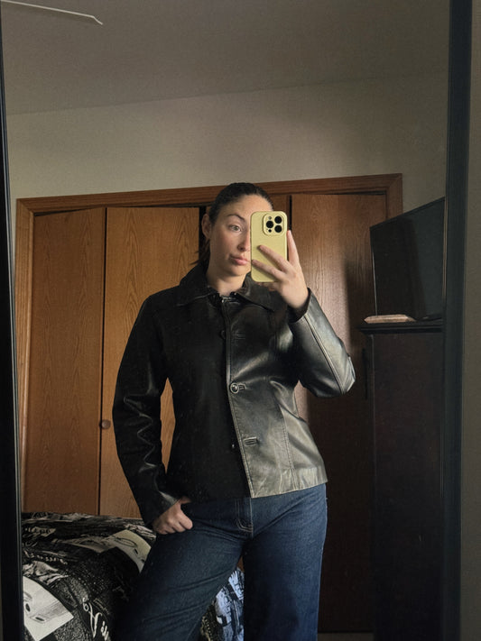 black genuine leather jacket