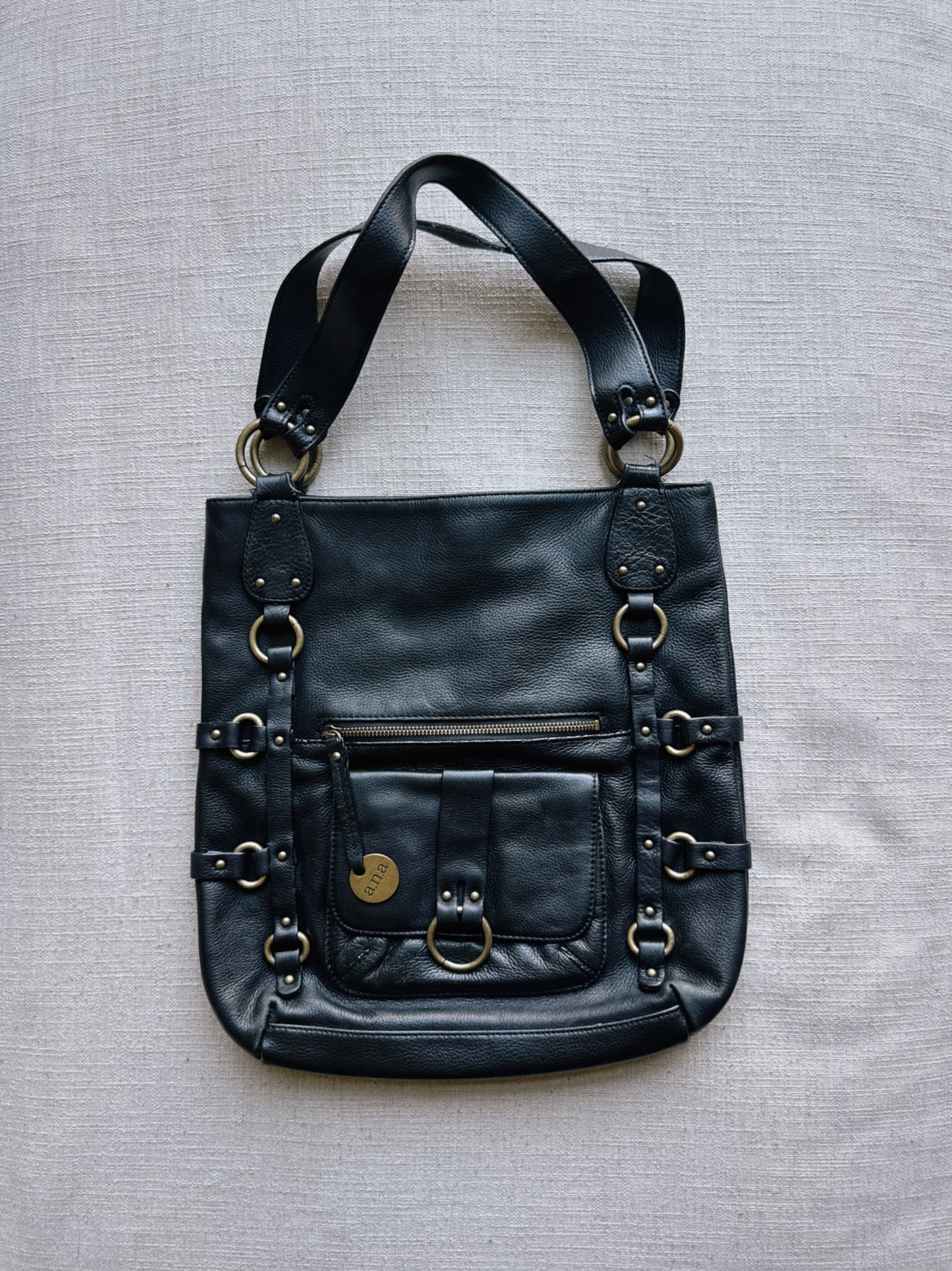 black leather bag