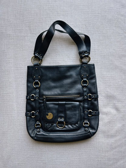 black leather bag