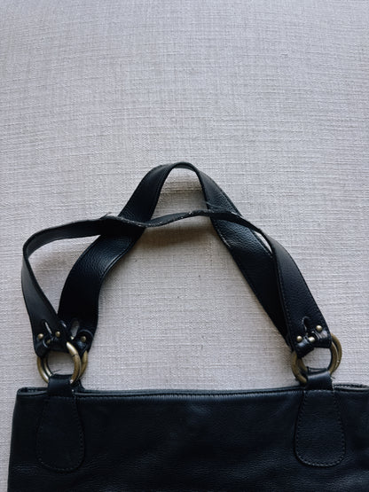 black leather bag