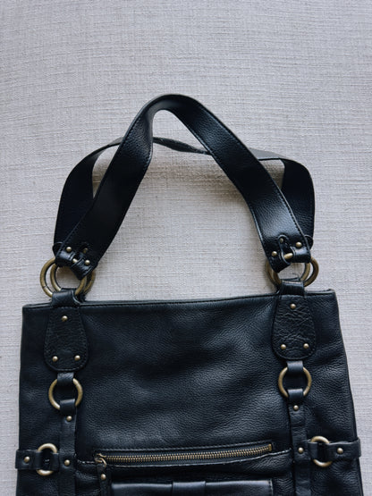 black leather bag