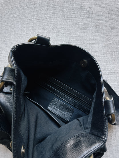black leather bag