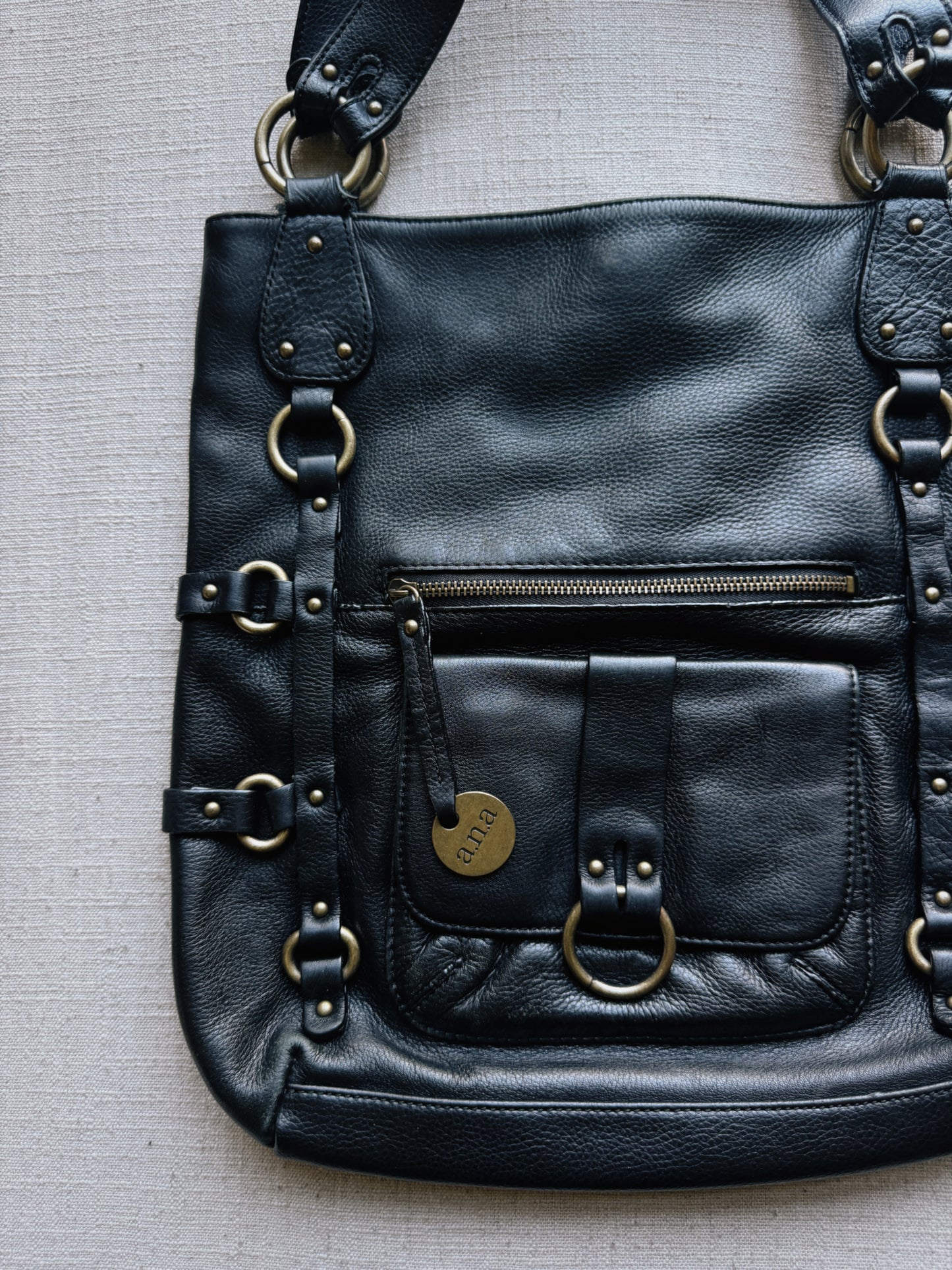 black leather bag