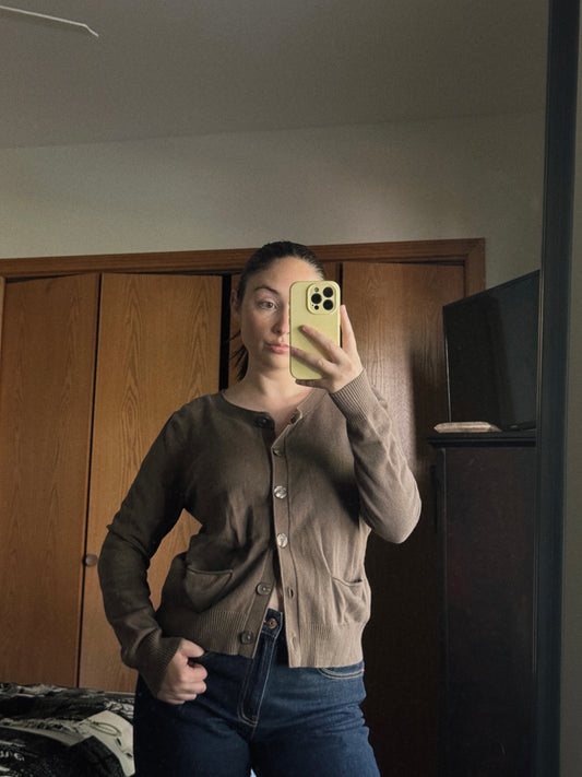 light brown cardigan