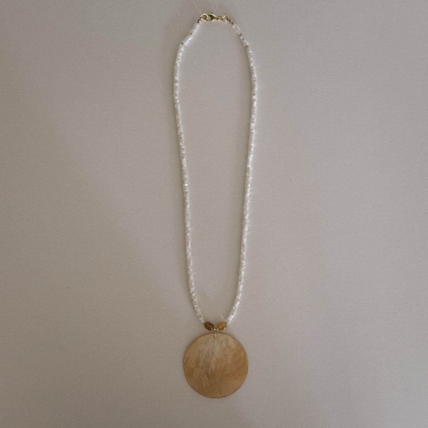 long mother of pearl beaded necklace