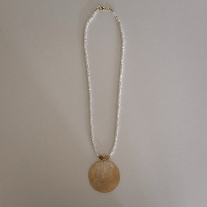 long mother of pearl beaded necklace