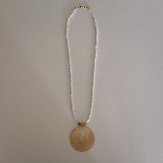 long mother of pearl beaded necklace