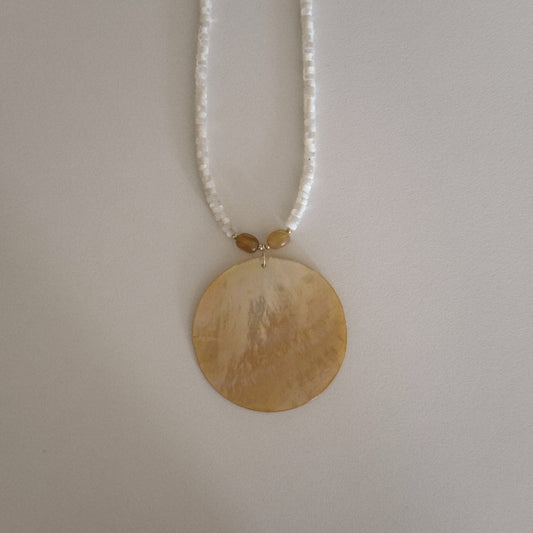 long mother of pearl beaded necklace