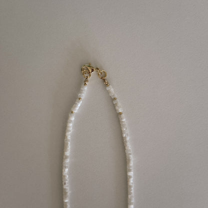 long mother of pearl beaded necklace