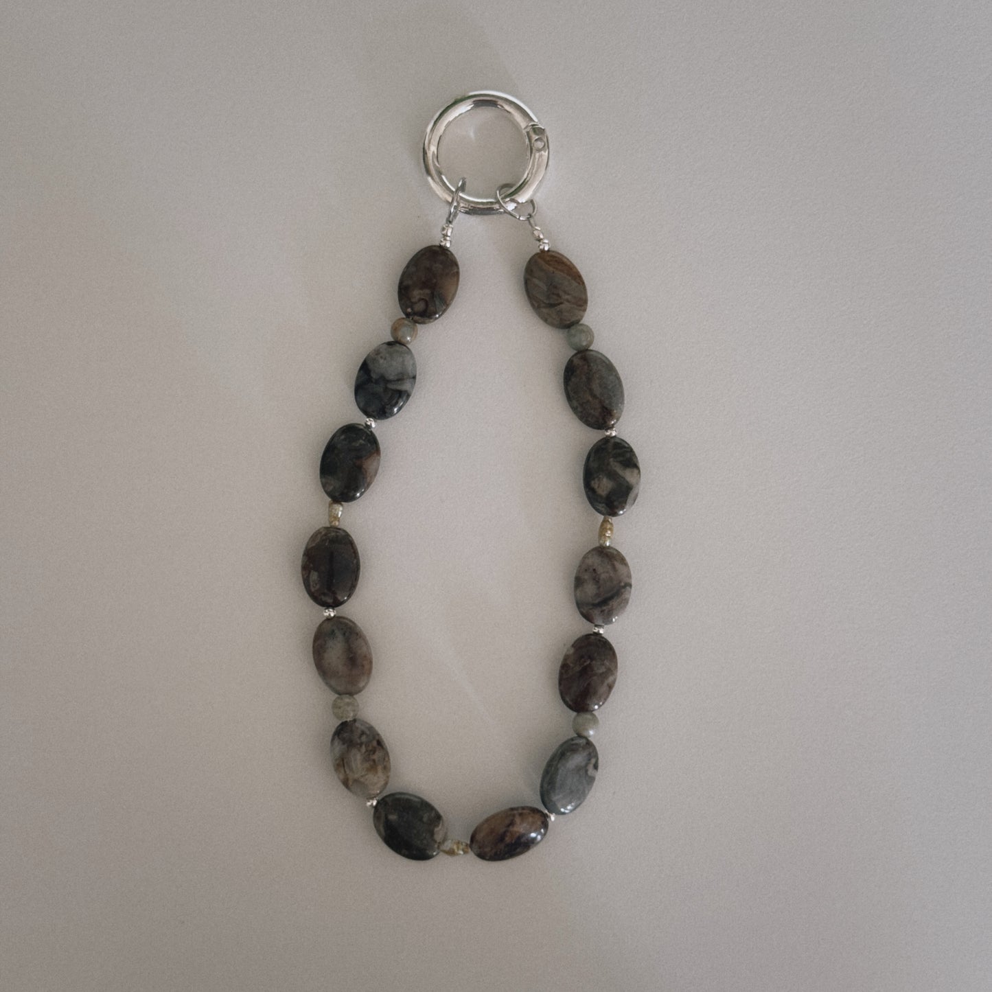 mexican lace agate & pearl keychain