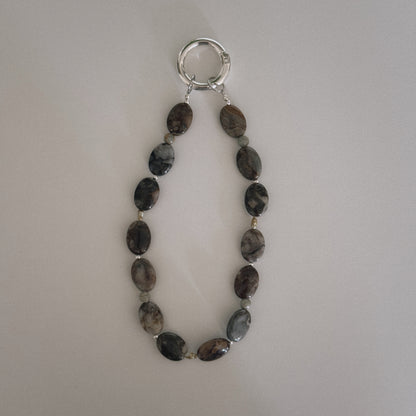 mexican lace agate & pearl keychain