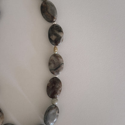 mexican lace agate & pearl keychain