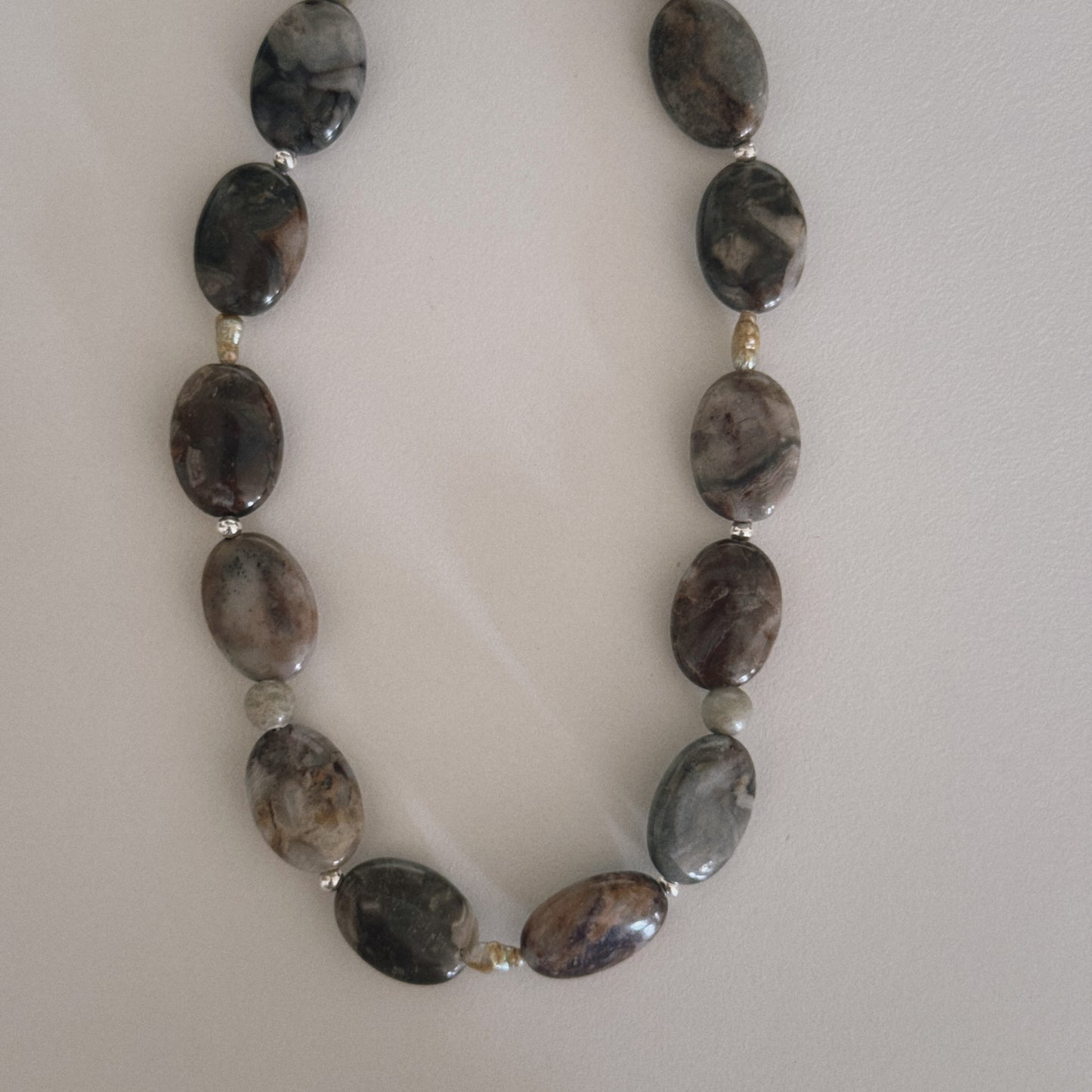 mexican lace agate & pearl keychain