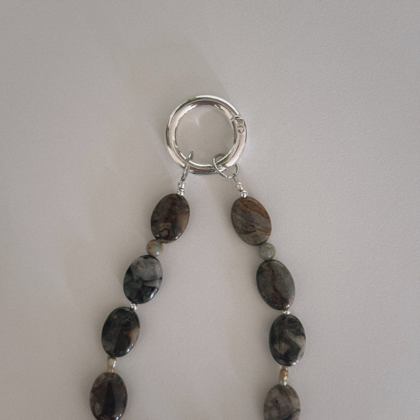 mexican lace agate & pearl keychain
