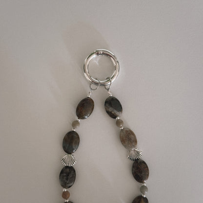 mexican lace agate, red, shell & spiral keychain