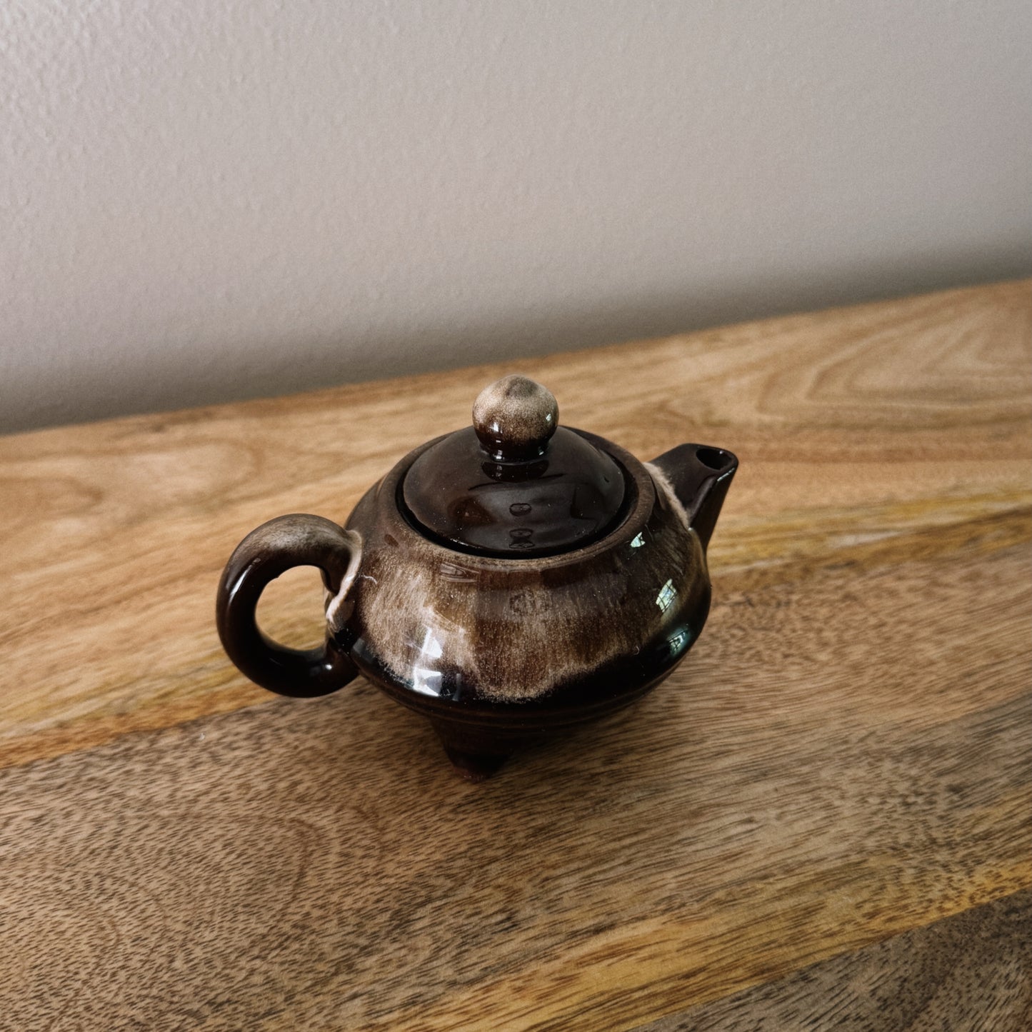 mini vintage brown tea pot
