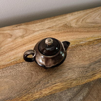 mini vintage brown tea pot