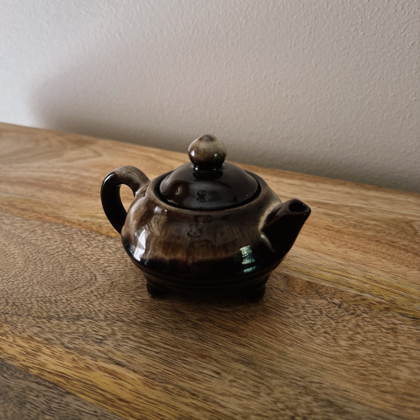 mini vintage brown tea pot