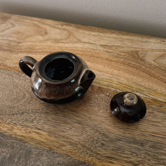 mini vintage brown tea pot
