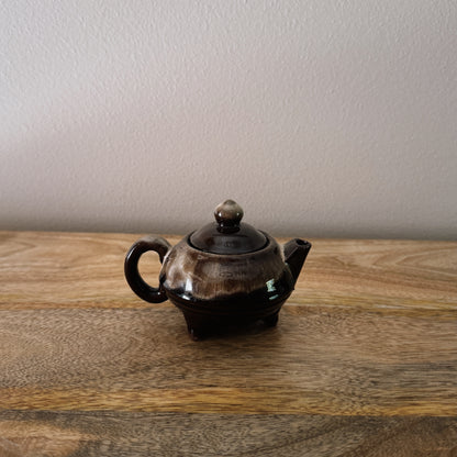 mini vintage brown tea pot