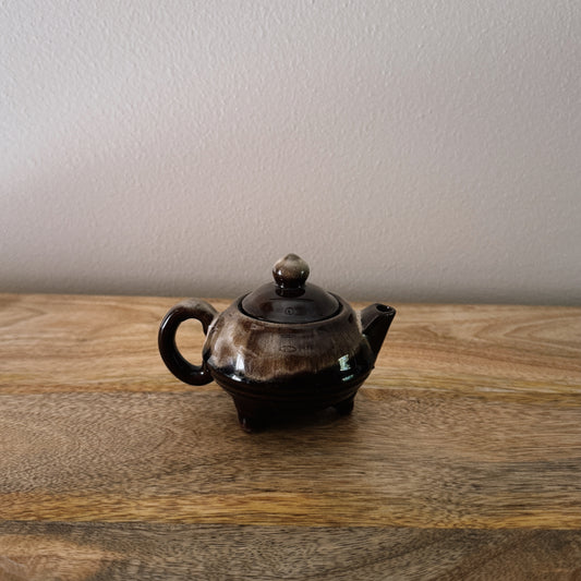 mini vintage brown tea pot