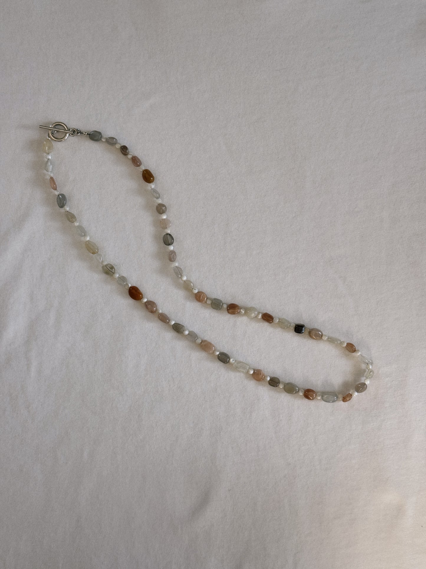 mixed sunstone beaded necklace