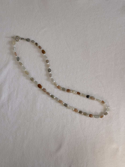 mixed sunstone beaded necklace