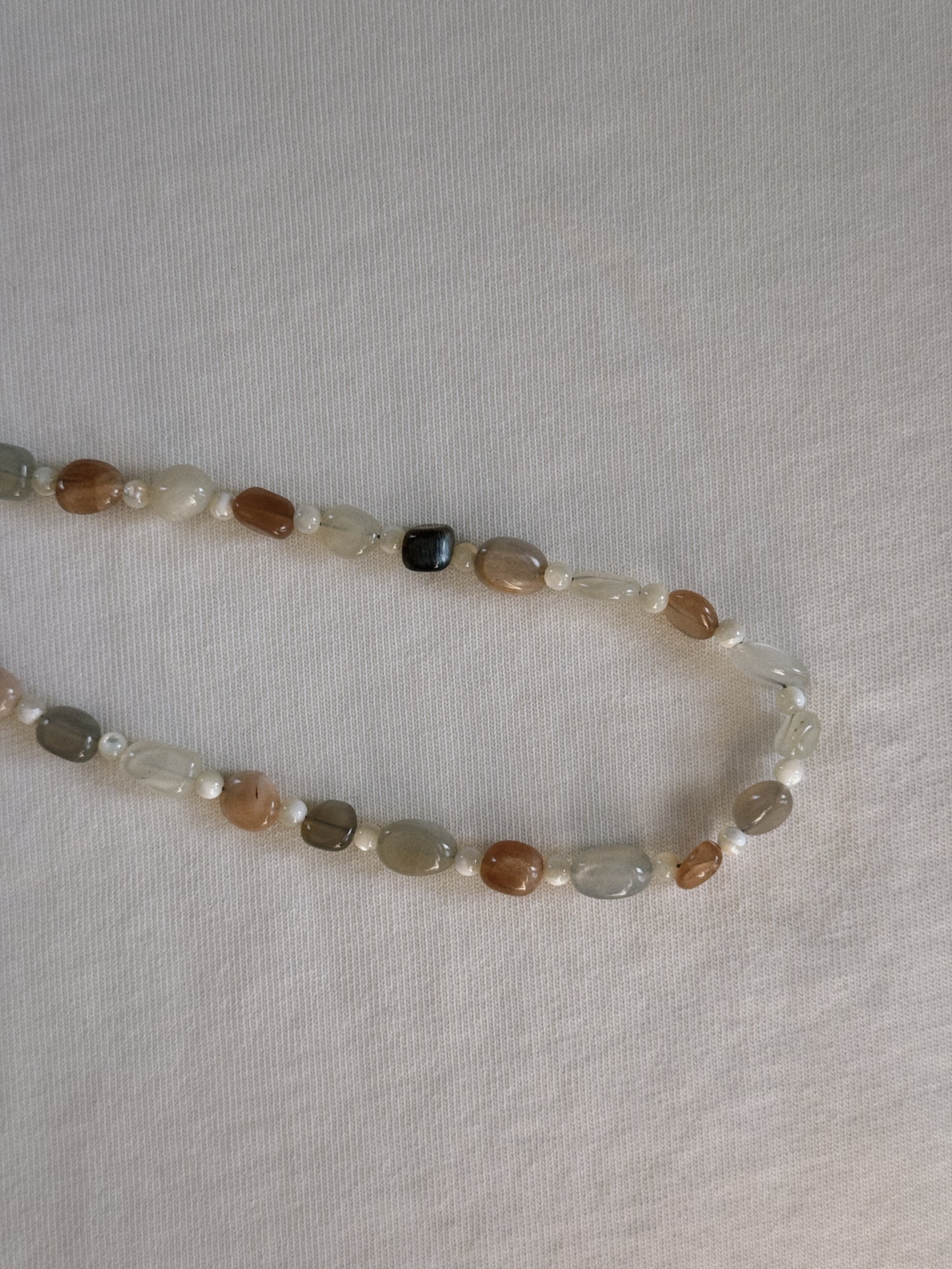 mixed sunstone beaded necklace